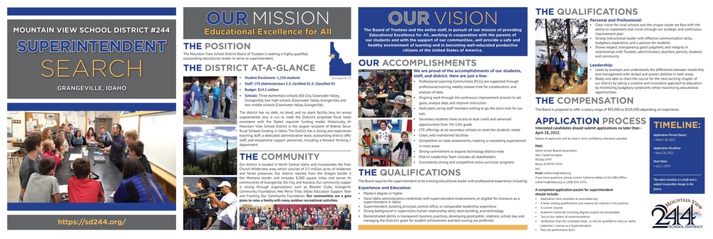 Picture collage of MVSD Superintendent search brochure