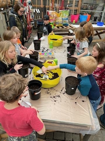 Filling the pots