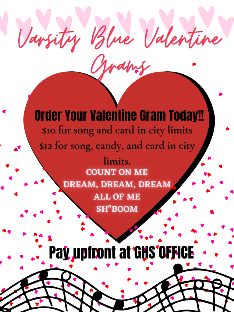 Varsity Blue Singing Valentine Grams flyer
